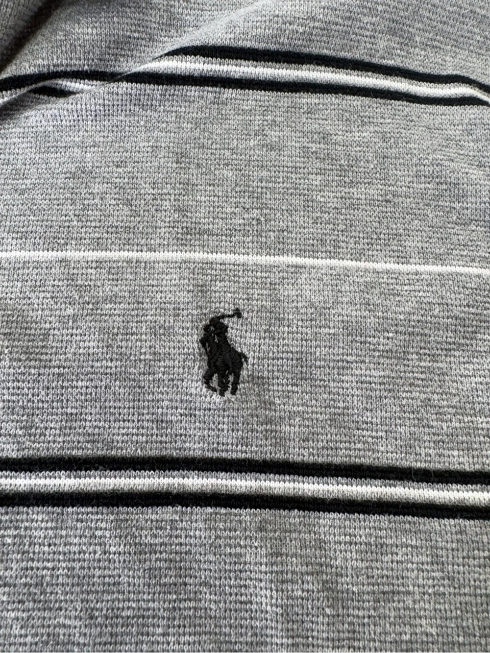 Ralph Lauren Gray Polo with Black & White Stripes 1762